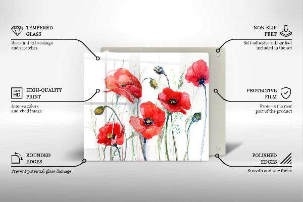 Chopping board Red flowers