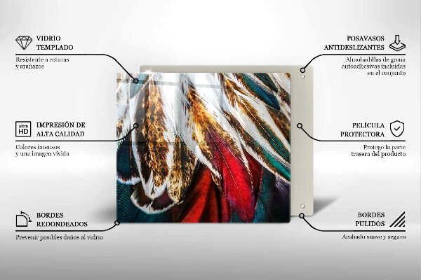 Chopping board Boho bird feathers