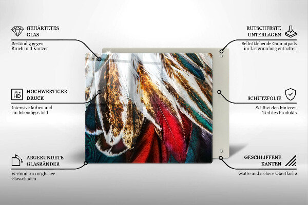 Chopping board Boho bird feathers