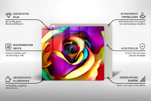 Chopping board Colorful rose petals