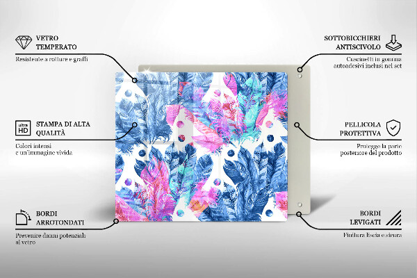 Worktop saver large Illustration of boho feathers