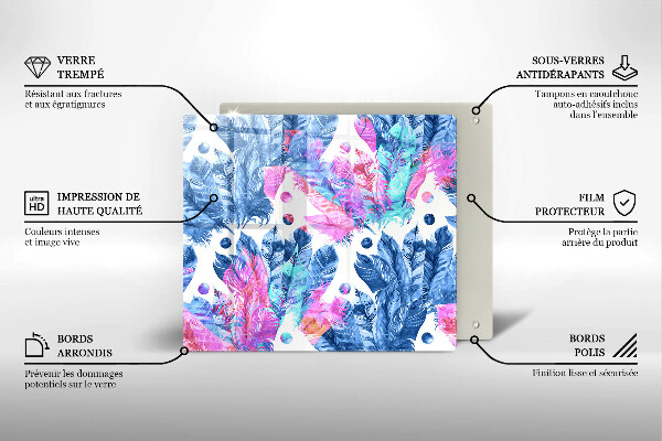 Worktop saver large Illustration of boho feathers