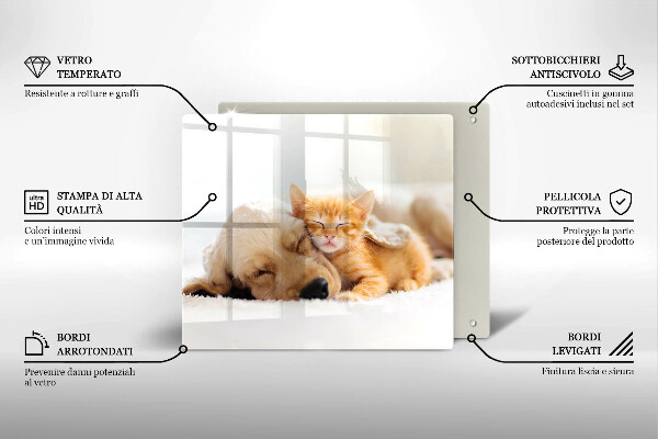 Chopping board Animals dog and cat