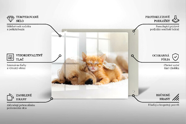 Chopping board Animals dog and cat