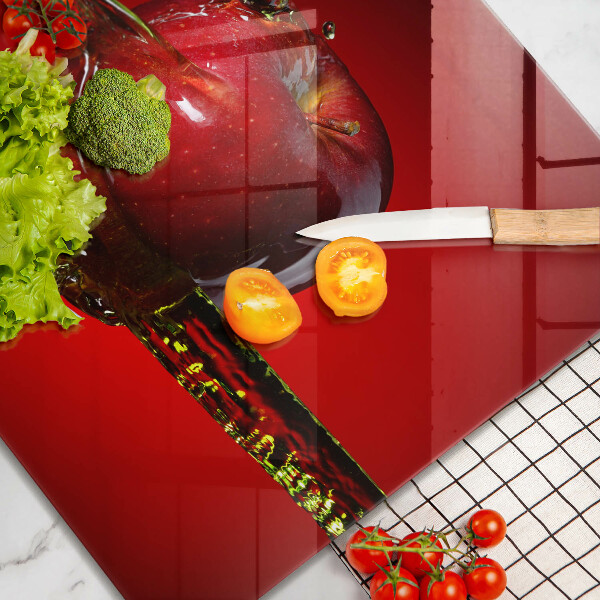 Chopping board Apple fruit in water