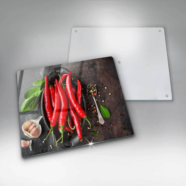 Chopping board Red chili peppers