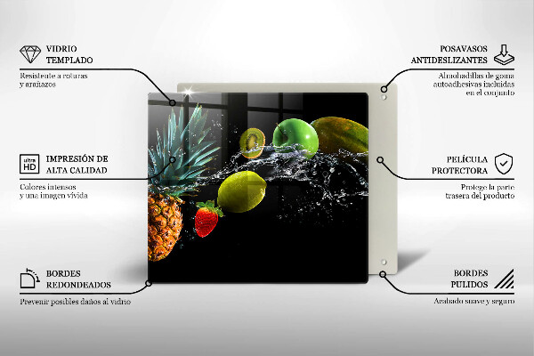 Glass worktop protector Fruits in water