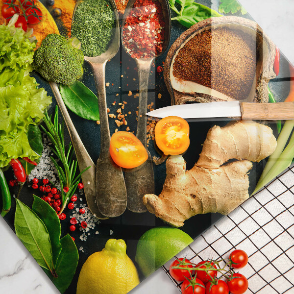 Chopping board Kitchen spices of spoon