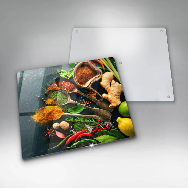 Chopping board Kitchen spices of spoon