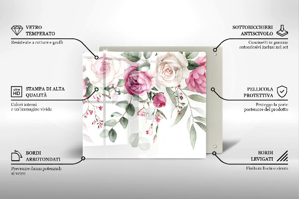 Chopping board Watercolor roses