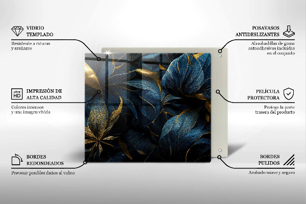 Worktop saver large Decorative leaves with gold