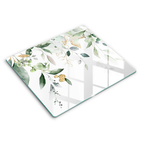 Chopping board Watercolor leaves