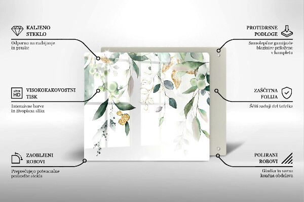 Chopping board Watercolor leaves