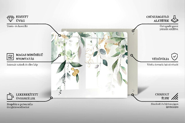 Chopping board Watercolor leaves