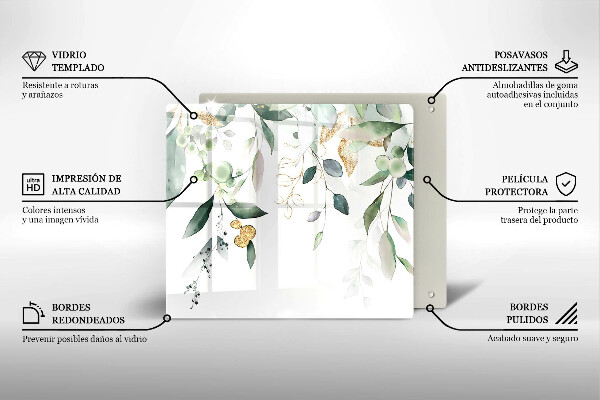 Chopping board Watercolor leaves