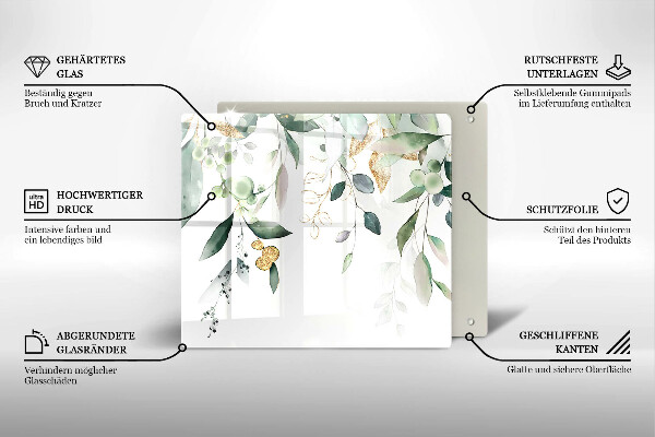 Chopping board Watercolor leaves