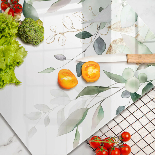 Chopping board Watercolor leaves