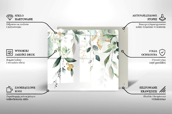 Chopping board Watercolor leaves