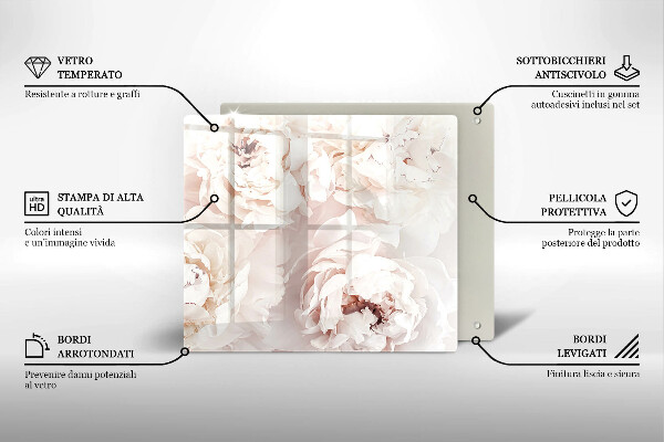 Chopping board Pastel peonies