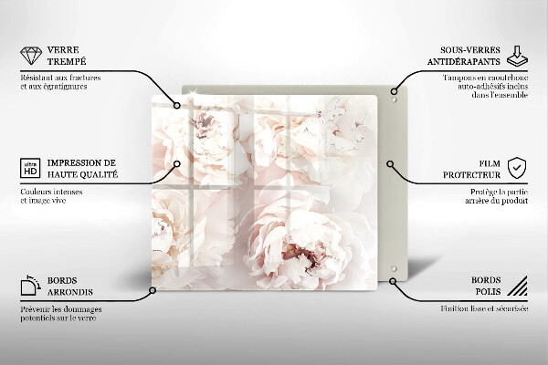 Chopping board Pastel peonies