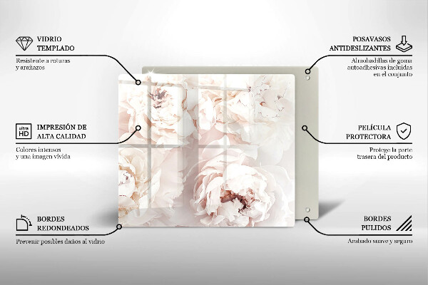 Chopping board Pastel peonies