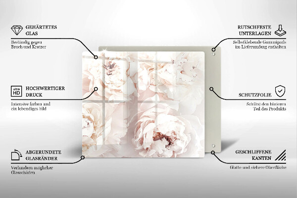 Chopping board Pastel peonies