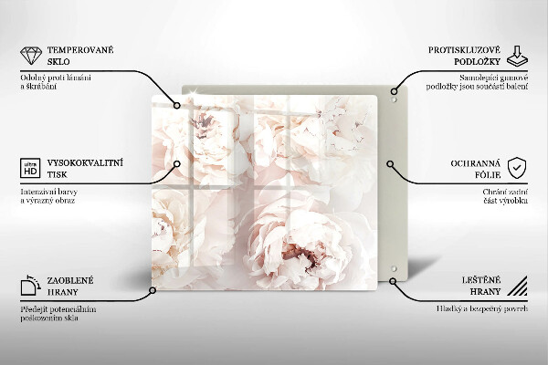 Chopping board Pastel peonies