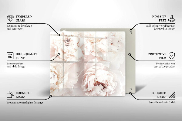 Chopping board Pastel peonies