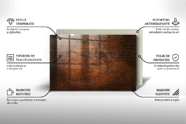 Glass kitchen board Dark wood board