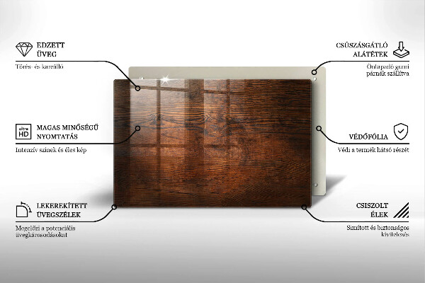 Glass kitchen board Dark wood board