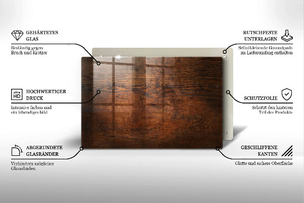 Glass kitchen board Dark wood board