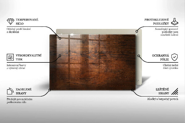 Glass kitchen board Dark wood board