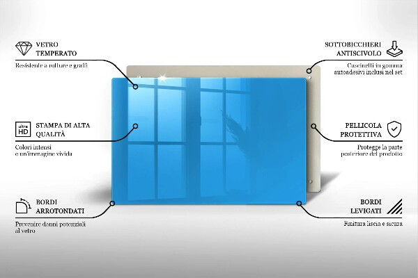 Chopping board glass Blue color