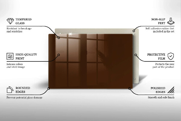 Chopping board glass Brown color