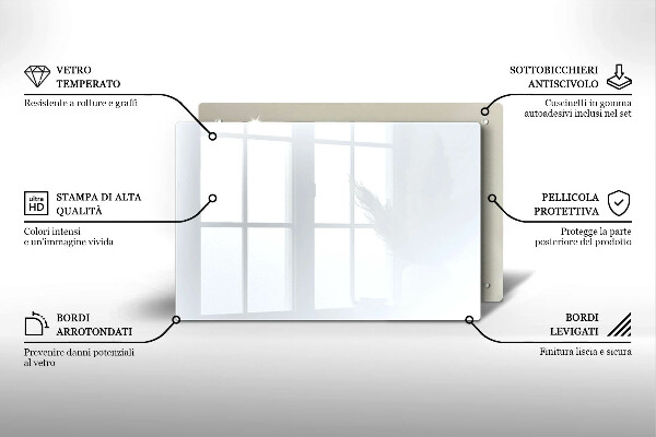 Chopping board glass White color
