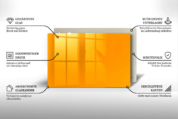 Chopping board glass Dark yellow color