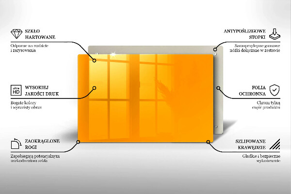 Chopping board glass Dark yellow color