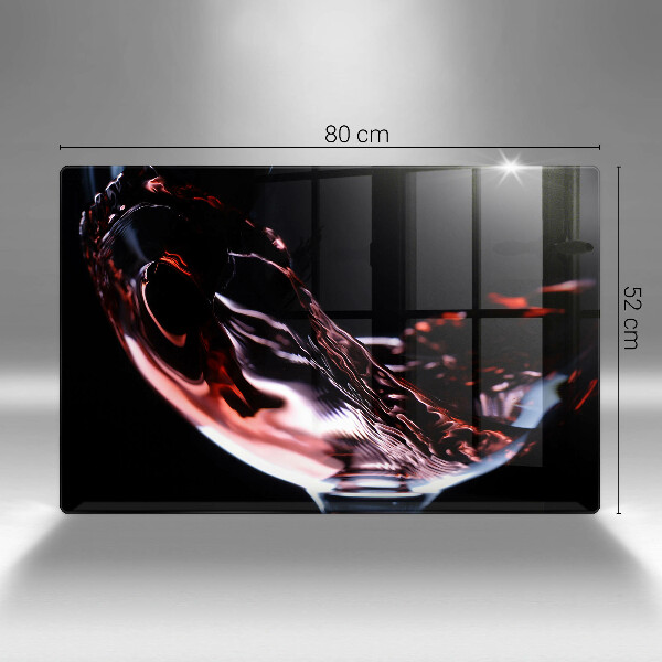 Chopping board glass A glass of red wine