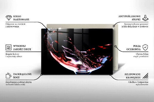 Chopping board glass A glass of red wine