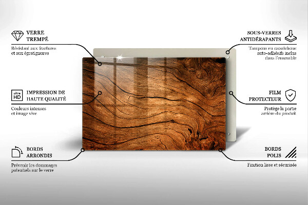 Chopping board glass Wood board texture