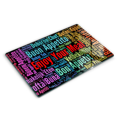 Chopping board glass Enjoy your meal transcriptions