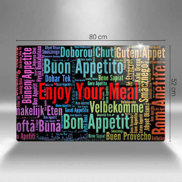 Chopping board glass Enjoy your meal transcriptions