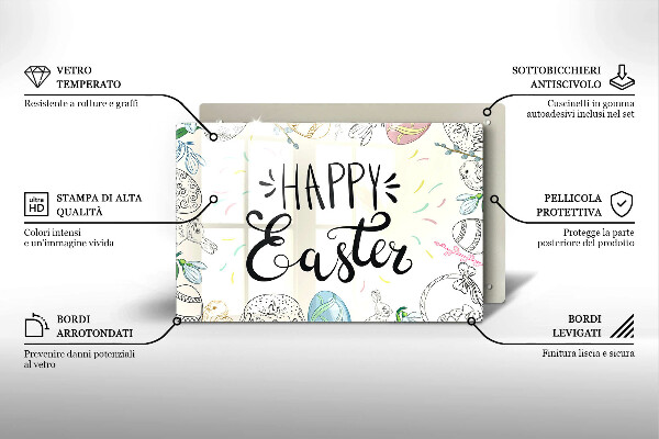 Chopping board glass Happy Easter