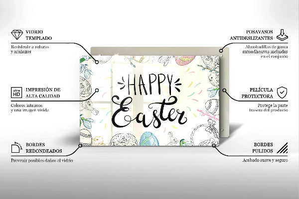 Chopping board glass Happy Easter