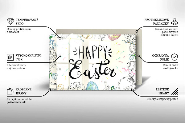 Chopping board glass Happy Easter