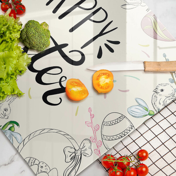 Chopping board glass Happy Easter