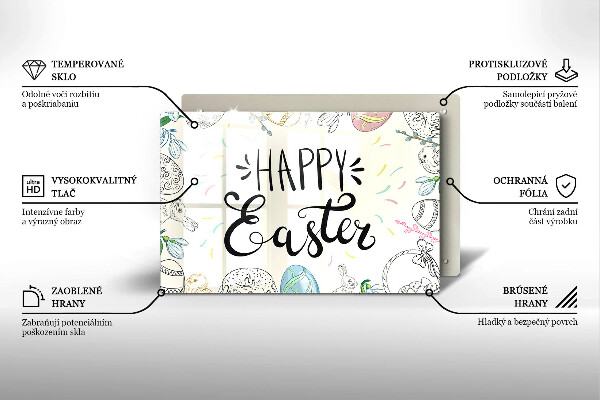 Chopping board glass Happy Easter