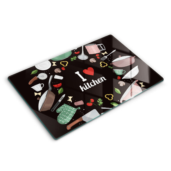 Chopping board glass Illustration I Love Kitchen