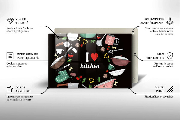 Chopping board glass Illustration I Love Kitchen