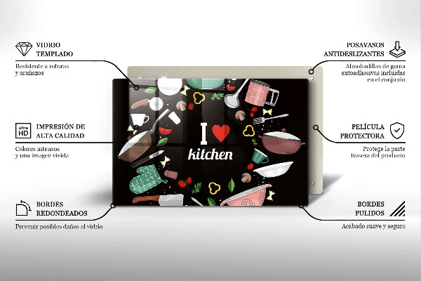 Chopping board glass Illustration I Love Kitchen